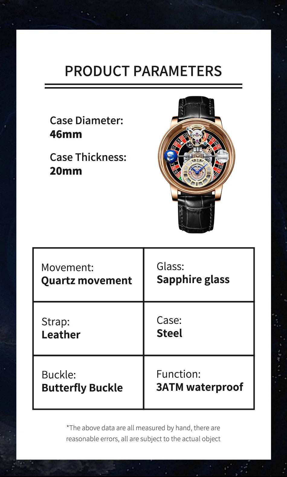 Men'S Gambling Dish Watch Business Watch Men'S Watch Sapphire Glass Quartz Watch Top Luxury Watch Men'S Waterproof Watch